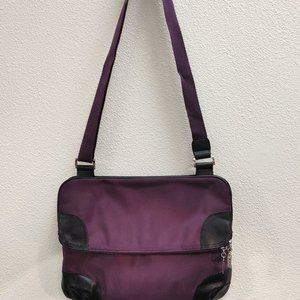 MAXX NEW YORK PLUM NYLON TOTE WITH ZIPPERED AND SNAP CLOSURES